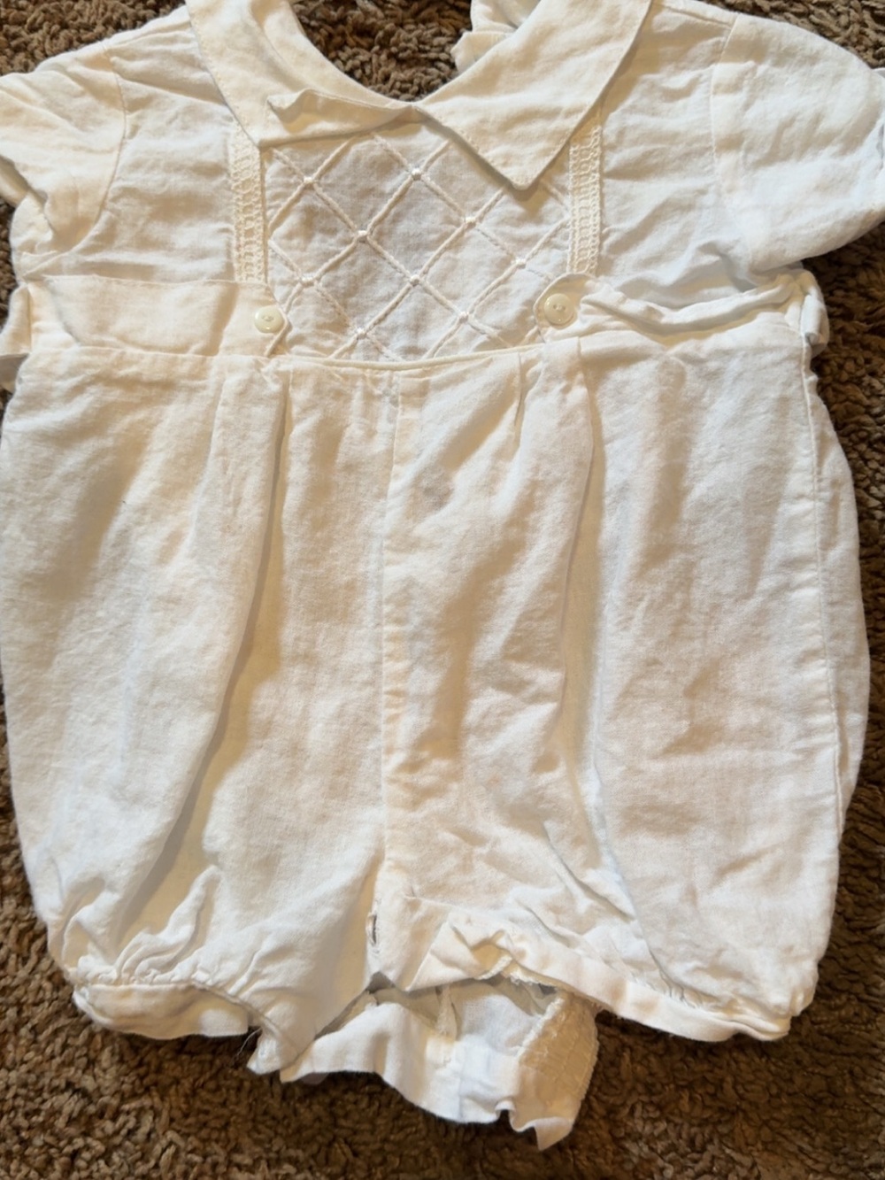White Baby Romper with Peter Pan Collar